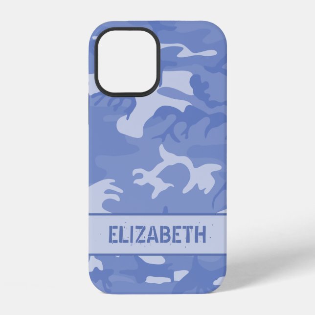 Blue Camouflage Monogram iPhone Case (Back)