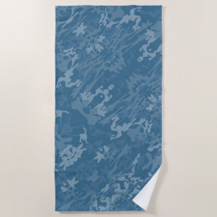 Blue Camouflage Pattern Beach Towel