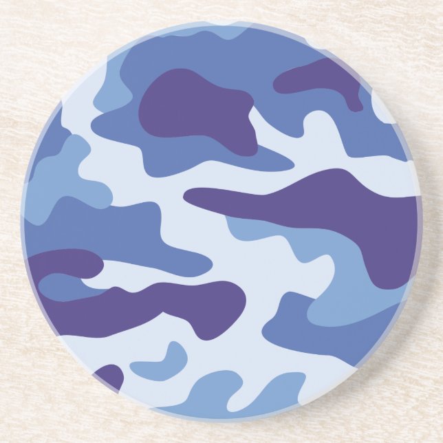 Blue camouflage pattern coaster (Front)