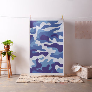 Blue camouflage pattern fabric