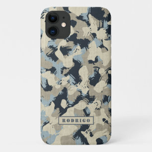 Blue Camouflage Pattern Hunting Camo Name Masculin iPhone 11 Case