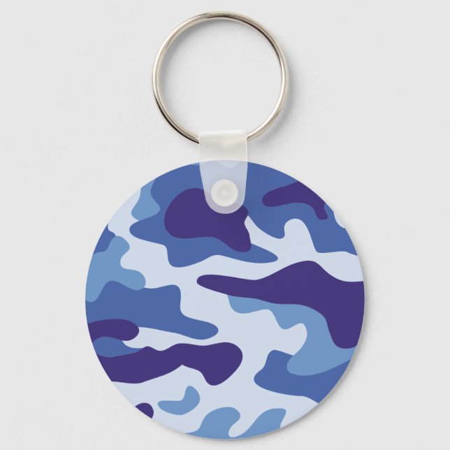 Blue camouflage pattern keychain (Front)