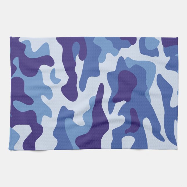 Blue camouflage pattern kitchen towel (Horizontal)