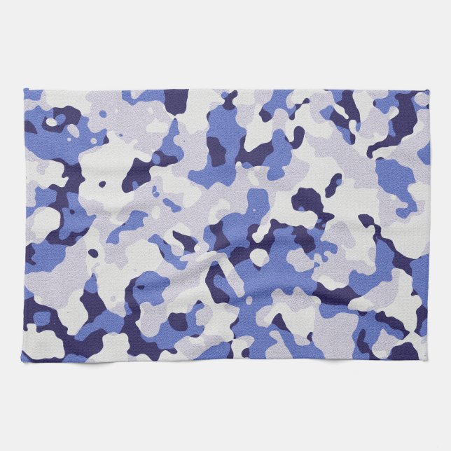 Blue camouflage pattern kitchen towel (Horizontal)
