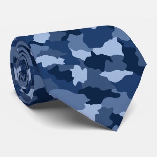 Blue Camouflage Pattern Military Tie