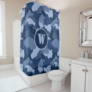 Blue Camouflage Pattern Monogram Initial