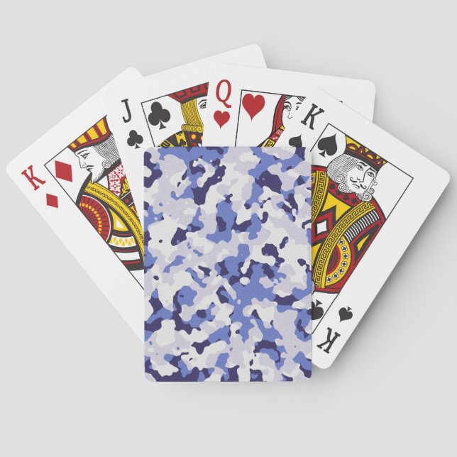 Blue camouflage pattern playing cards (Back)