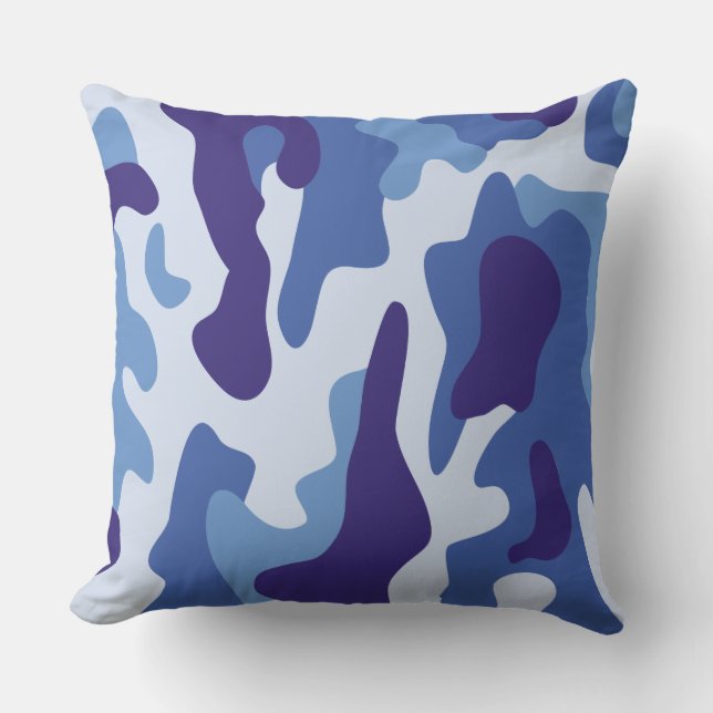 Blue camouflage pattern throw pillow (Front)