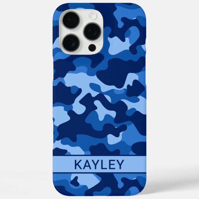 Blue Camouflage Personalized Case-Mate iPhone Case (Back)
