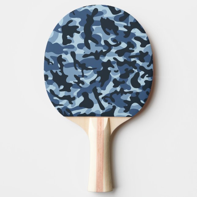 Blue Camouflage Ping Pong Paddle (Front)