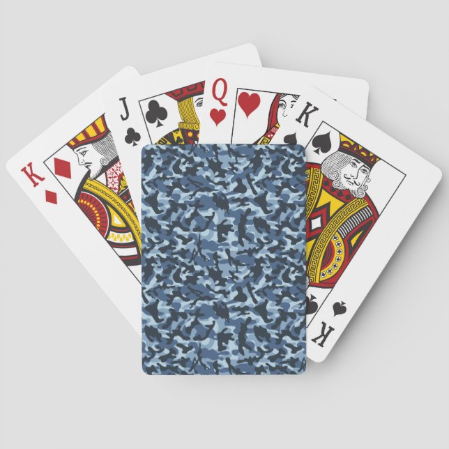 Blue Camouflage  Playing Cards (Back)
