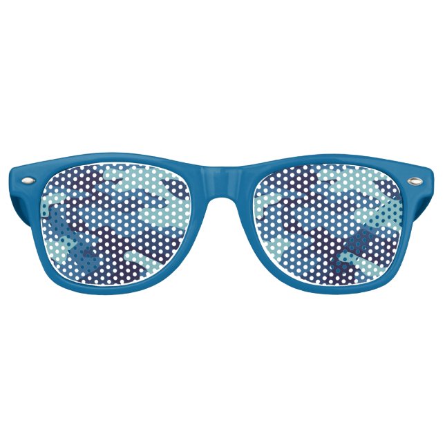 Blue Camouflage Retro Sunglasses (Front)