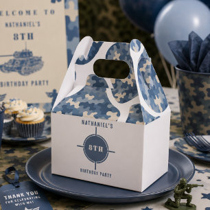 Blue Camouflage Soldier Army birthday Favor Box