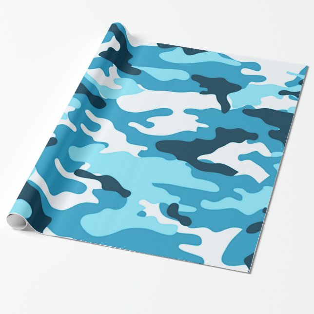 Blue camouflage | Wrapping Paper (Unrolled)