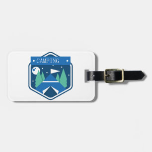 Blue Camping Badge Customizable Luggage Tag