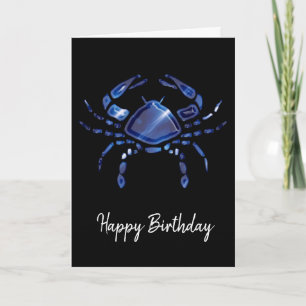 Blue Cancer Sign Birthday Card