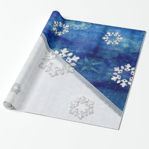 Blue Candle Christmas Wrapping Paper