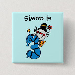 Blue Candle Clown 3rd Birthday Button
