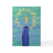 blue candle on turquoise background painting