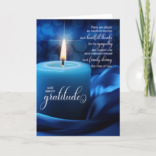 Blue Candle Sympathy Condolences Thank You Card