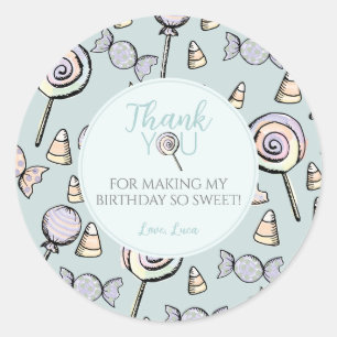 Blue Candy First 1st Birthday Sticker