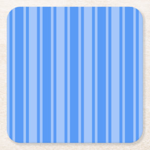 Blue candy stripes square paper coaster