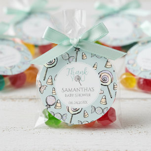 Blue Candy Themed Baby Shower Thank You Sticker