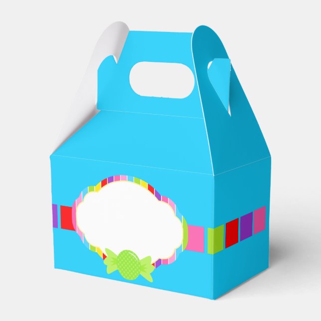 Blue Candyland Inspired Sweet Treat Favour Boxes (Front Side)