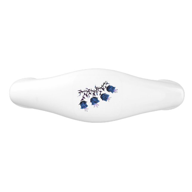 Blue Canterbury Bells on Vine Flowers Drawer Pull (Front)
