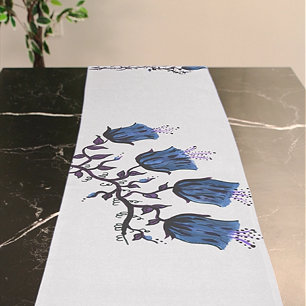 Blue Canterbury Bells on Vine Flowers Table Runner