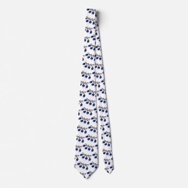 Blue Canterbury Bells on Vine Flowers Tie (Front)