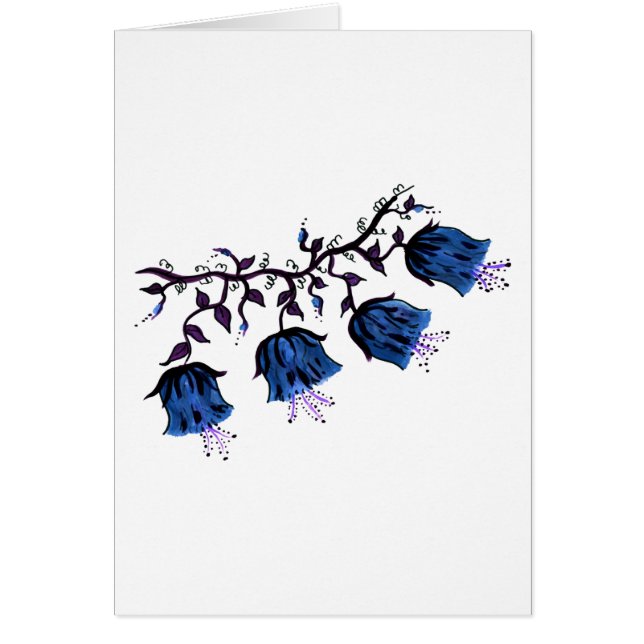 Blue Canterbury Bells Vine Flowers Carte de sympat (Devant)