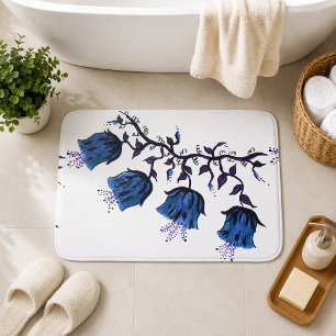 Blue Canterbury Bells Vine Flowers Large Bath Mat