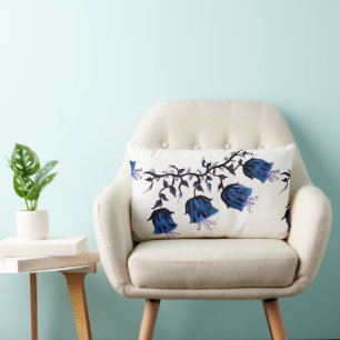Blue Canterbury Bells Vine Flowers Lumbar Pillow