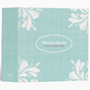 Blue Canvas And White Flowers Binder