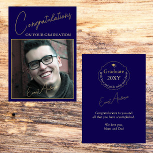 Blue Cap Congratulations Graduate Photo Graduation Card