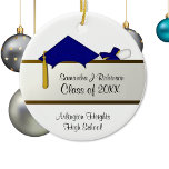 Blue Cap Graduation Ornament<br><div class="desc">Graduation ornament gift for that special high school or college grad with custom front and back text. Features a blue cap and tied diploma.</div>
