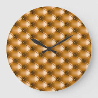 Blue Capitone Textile: Retro Background Large Clock