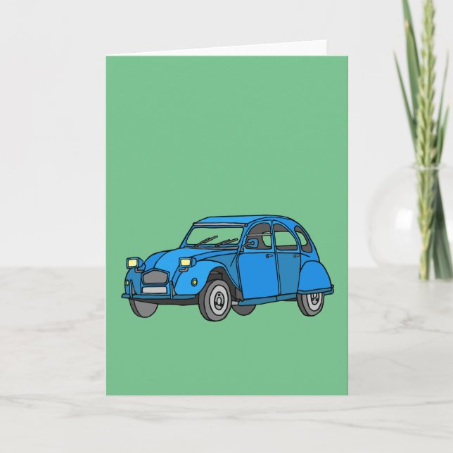 Blue Car (2CV) Card (Front)