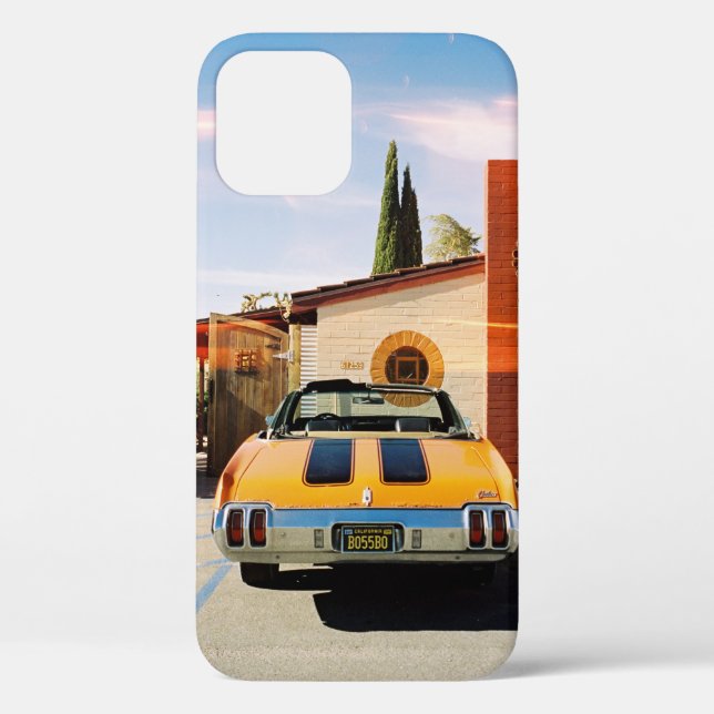 Blue car parked beside brown concrete building in  Case-Mate iPhone case (Back)