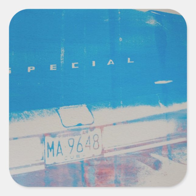 Blue car square sticker (Front)