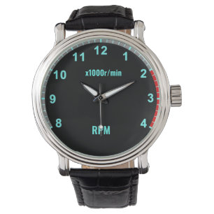 Blue Car Tachometer Clock Auto Mechanic Garage Watch