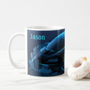 Blue Car Themed Automobile Coffee Mug