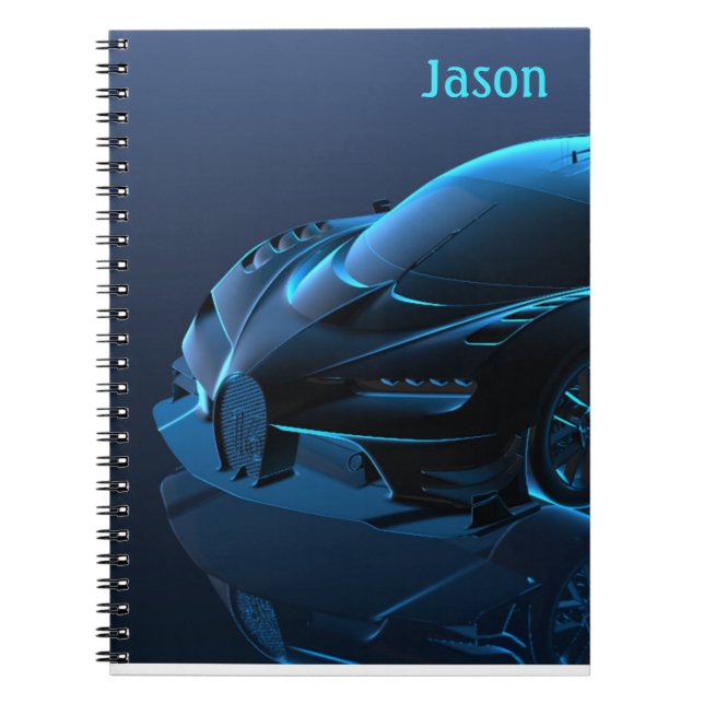 Blue Car Themed Automobile Notebook (Front)