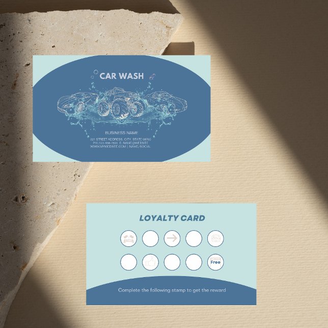 Blue Car Wash Customer Loyalty Rewards Cards (Creator Uploaded)