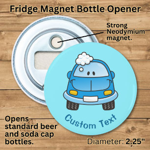 Blue car with bubbles bottle opener