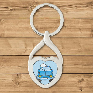 Blue car with bubbles keychain