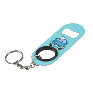 Blue car with bubbles keychain bottle opener