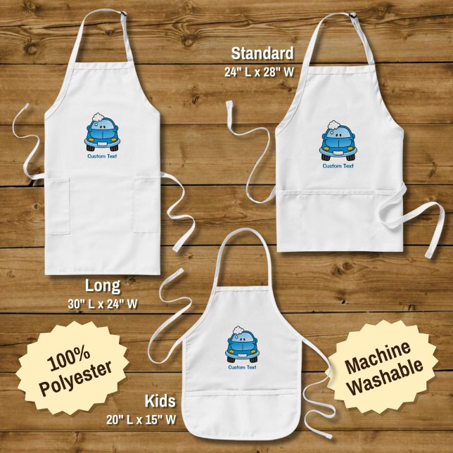 Blue car with bubbles long apron (Creator Uploaded)