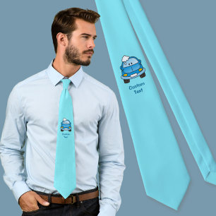 Blue car with bubbles neck tie